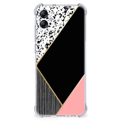 Samsung Galaxy A04e Shockproof Case Zwart Roze Vormen Samsung Galaxy A04e Shockproof Case Zwart Roze Vormen