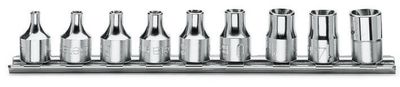 Beta 9-delige set dopsleutels voor Torx® schroeven (art. 910FTX) op support 910FTX/SB9 - 009100430