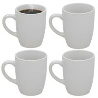 Gerimport Koffie / thee mok Mika - 4x stuks - wit - 240 ml - mokken - keramiek