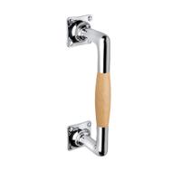 De Oude Deurklink Handgreep 185mm vierkant rozet nikkel/eikenhout