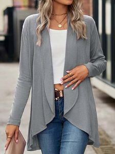 Wrap Loose Casual Plain Coat