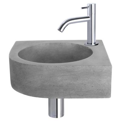 Differnz Cleo fonteinset beton donkergrijs - kraan gebogen - 31.5 x 31.5 x 10 cm - chroom