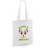 Schoudertas meisjes - hond - wit - have a nice day - 42 x 38 cm - shopper/tote bag