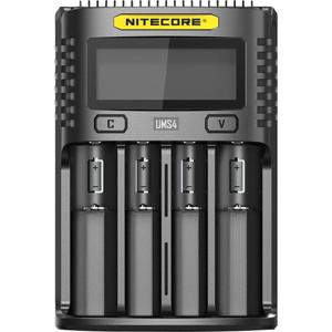 NiteCore UMS4 Batterijlader NiCd, NiMH, Li-ion, Li-poly 10440, 10500, 12500, 12650, 13500, 13650, 14500, 14650, 16340, 16650, 17335, 17355, 17500, 17650,