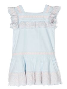 Stella McCartney Kids robe brodée à manches bouffantes - Bleu