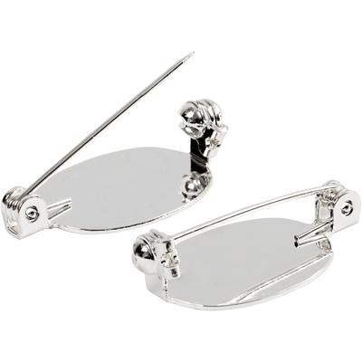 Creativ Company Brochespeld, afm 20x15 mm, verzilverd, 100 stuk/ 1 doos