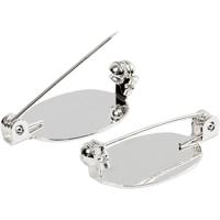Creativ Company Brochespeld, afm 20x15 mm, verzilverd, 100 stuk/ 1 doos