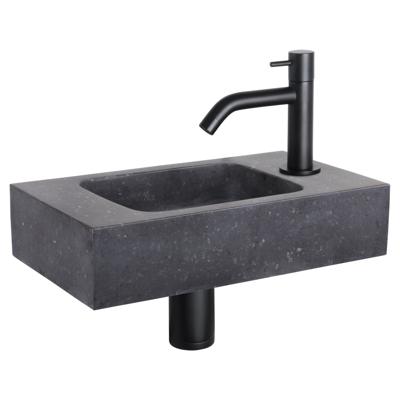 Differnz fonteinset bombai black - natuursteen - kraan gebogen - 40 x 22 x 9 cm - mat zwart