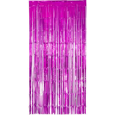 Folie deurgordijn versiering - fuchsia roze - 200 x 100 cm - Feestartikelen - Brandvertragend