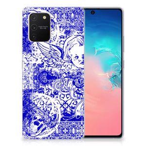 Silicone Back Case Samsung Galaxy S10 Lite Angel Skull Blauw