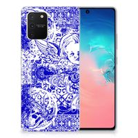 Silicone Back Case Samsung Galaxy S10 Lite Angel Skull Blauw - thumbnail