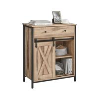 Zijkast met lade industriële stijl, Eiken bruin + zwart