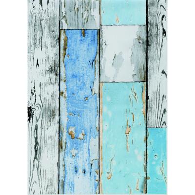 Decoratie plakfolie houten planken look - 2x rollen - blauw/grijs - 45 cm x 2 meter - zelfklevend