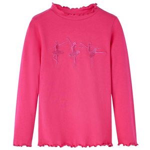 Kindershirt met lange mouwen ballerinaprint 116 felroze