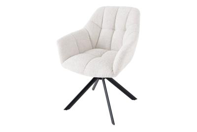 Draaistoel PAPILLON draaibaar 180 graden met armleuningen boucle wit - 44591