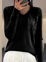 Wool/Knitting Pocket Stitching Casual Loose Sweater - thumbnail