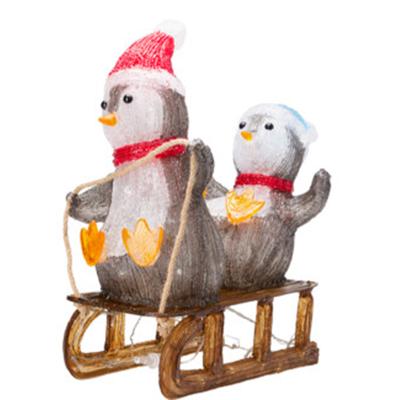 Kerstverlichting figuur - pinguin - H48 cm - 90 led lampjes - op batterij - voor buiten