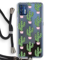 Cactus Lover: Motorola Moto G9 Plus Transparant Hoesje met koord - thumbnail