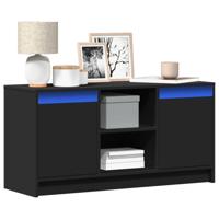 Tv-meubel met LED 100x34x50 cm bewerkt hout zwart