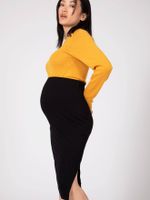 Gebreide zwangerschapsrok met hoge taille Cindy ENVIE DE FRAISE zwart - thumbnail