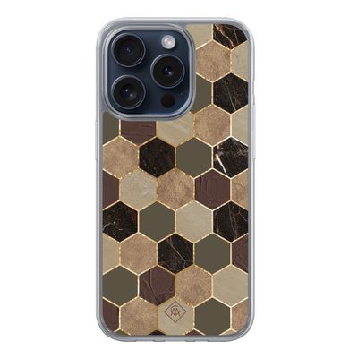 iPhone 15 Pro hybride hoesje - Kubus groen bruin iPhone 15 Pro hybride hoesje - Kubus groen bruin