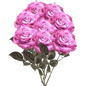 Kunstbloemen boeket roos Pascal - 8x - roze - 65 cm - decoratie bloemen