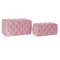 Kruk DKD Home Decor Roze Polyester Fluweel Hout MDF (88 x 53 x 47,76 cm)