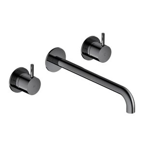 Wastafelmengkraan Hotbath Cobber Inbouw 2-hendel Gebogen 25 cm Zwart Chroom