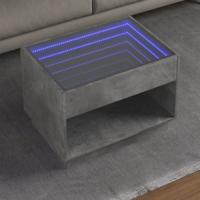 Salontafel met Infinity LED 70x50x50 cm betongrijs