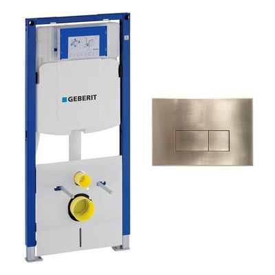 Geberit Duofix Element - UP 320 - QeramiQ metal bedieningsplaat - wand 112cm - rechthoekige knoppen - metaal goud geborsteld SW706201 SW1242378