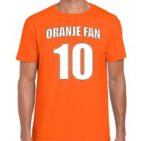 Oranje fan nummer 10 oranje t-shirt Holland / Nederland supporter EK/ WK voor heren - thumbnail