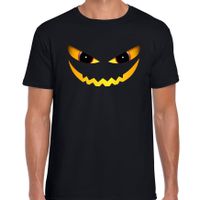 Duivel gezicht halloween verkleed t-shirt zwart voor heren - thumbnail