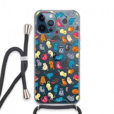 Kleurrijke katten: iPhone 13 Pro Max Transparant Hoesje met koord