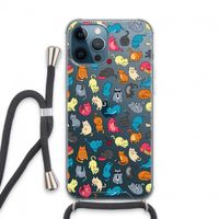Kleurrijke katten: iPhone 13 Pro Max Transparant Hoesje met koord