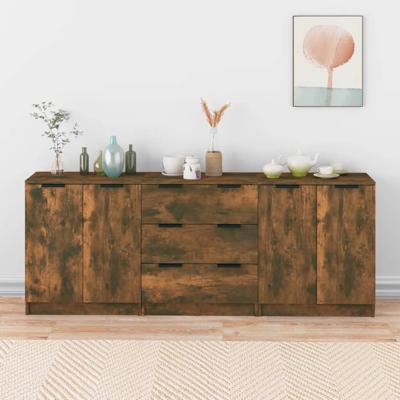 3-delige Dressoirs bewerkt hout gerookt eiken