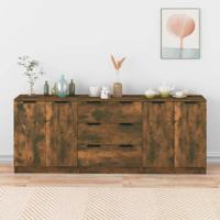 3-delige Dressoirs bewerkt hout gerookt eiken