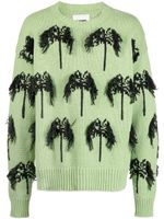 Jil Sander pull en maille intarsia à franges - Vert