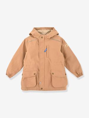 Waterdichte parka met zip-in optie, ronde capuchon kind FINKID kameel
