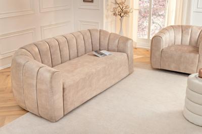 3-zitsbank BABYLON 200cm champagne beige fluweel met sierstiksel - 44511