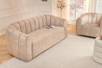 3-zitsbank BABYLON 200cm champagne beige fluweel met sierstiksel - 44511