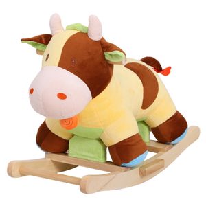 HOMCOM Kinderen schommel speelgoed baby schommeldier schommelpaard schommelkoe koe bruin | Aosom Netherlands