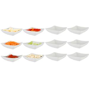 Vessia amuse kommetjes/serveer schaaltjes - set 12x stuks - wit - 12 x 12 x 4 cm - keuken/tafel