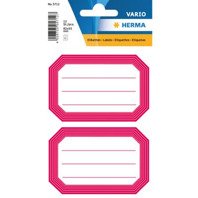 Herma Schoolboeken etiketten - stickers - 12x - roze/wit - 8.2 x 5.5 cm