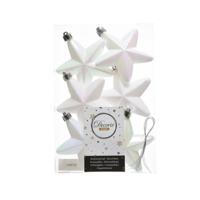 Decoris kersthanger sterren - 6x st - wit parelmoer - 7 cm - kunststof - kerstornamenten Decoris kersthanger sterren - 6x st - wit parelmoer - 7 cm - kunststof - kerstornamenten