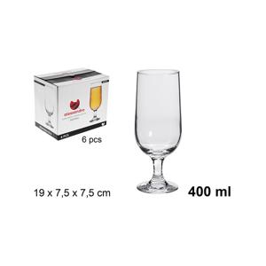 Alessandro Bierglazen Cerveza - 6x - voetglas - 400 ml - 7,5 x 19 cm - bierglas