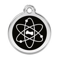 Atom Black roestvrijstalen hondenpenning large/groot dia. 3,8 cm - Reddingo