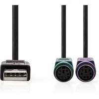 2-in-1-Kabel | USB 2.0 | USB-A Male | 2x PS/2 Female | 480 Mbps | 0.30 m | Vernikkeld | Rond | PVC | - thumbnail