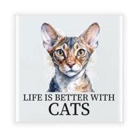 Cadeau tegel kattenliefhebber - Sphynx kat/poes - keramiek - waterverf - 15 cm