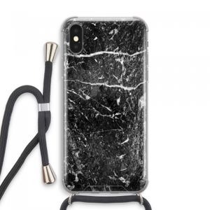 Zwart marmer: iPhone XS Max Transparant Hoesje met koord