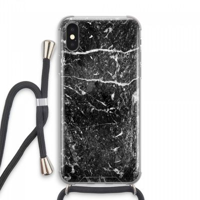 Zwart marmer: iPhone XS Max Transparant Hoesje met koord